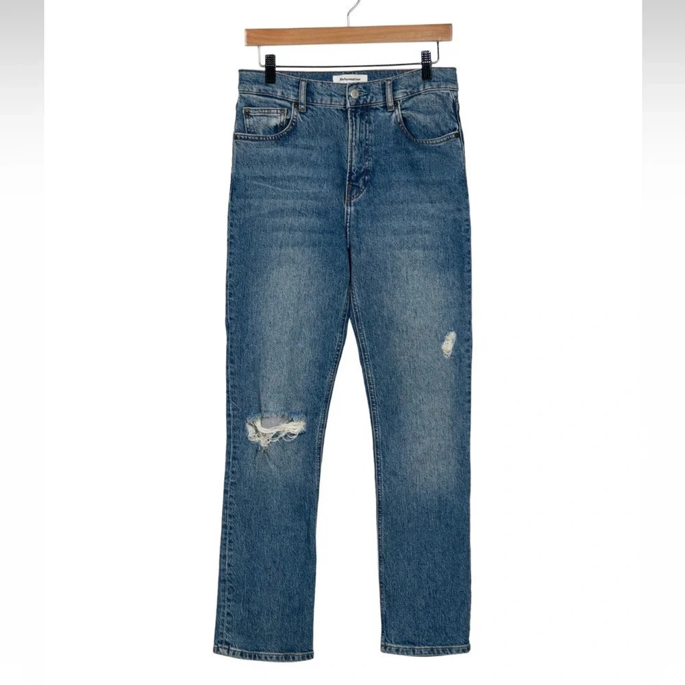 Reformation Women’s High Rise Palermo Destroyed Distressed Denim Jeans- Size 28